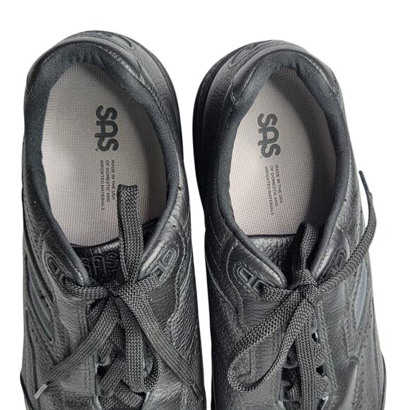 SAS Men's Shoes Journey Black Leather Orthopedic Sneaker Shoe Comfort Lace Up - Picture 9 of 16
